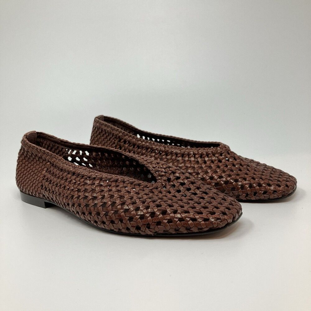 Madewell Ballet Flats Women 9 Brown Leather Mylie Woven Square Toe NU884 - Picture 12 of 12